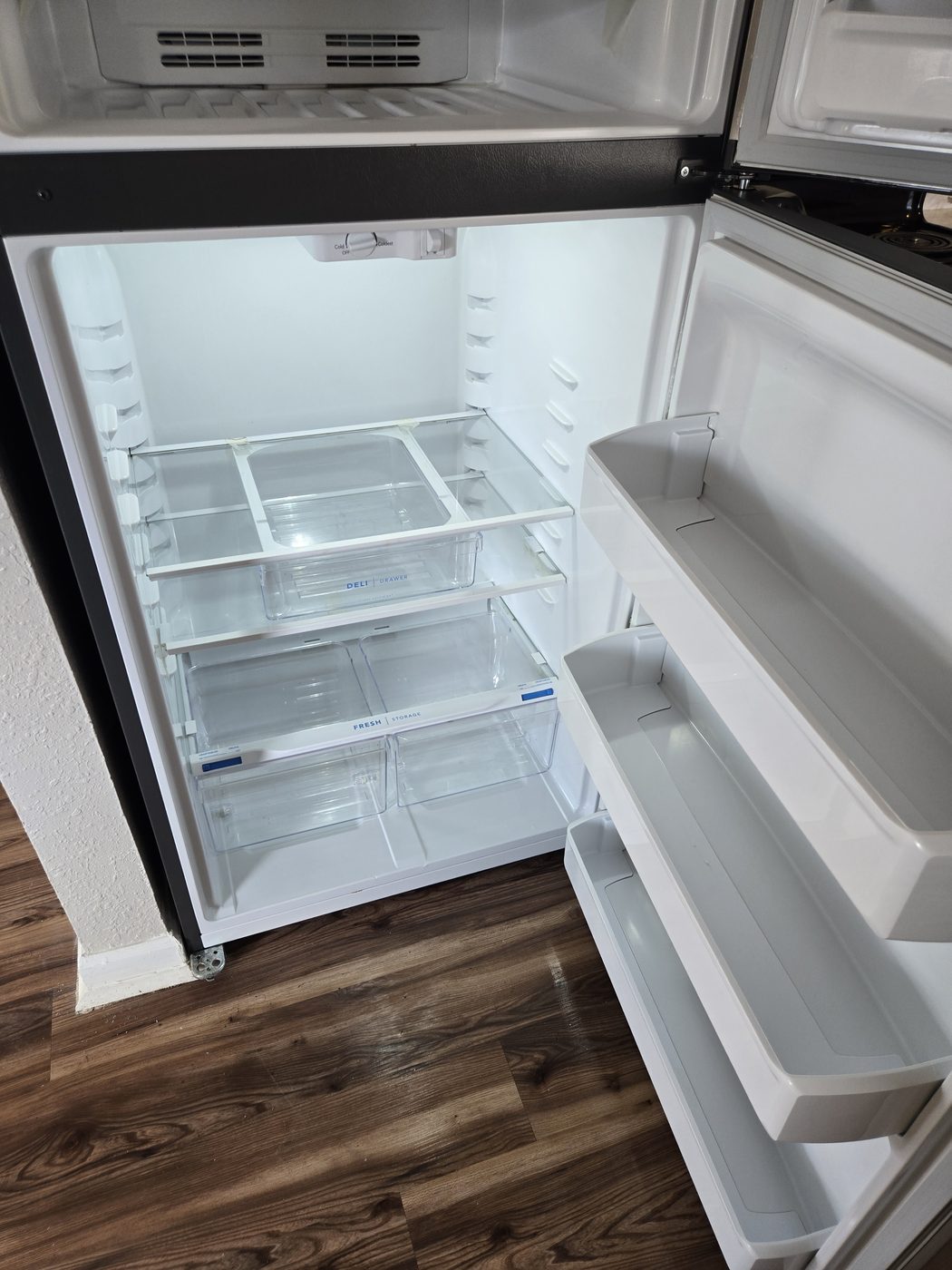 Clean refrigerator interior after Kidoti Clean turnover, Birmingham AL